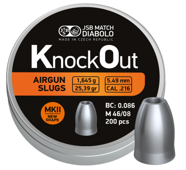 JSB knockout mk2 slugs | 5,49mm .216 | 1,645g 25 | 200
