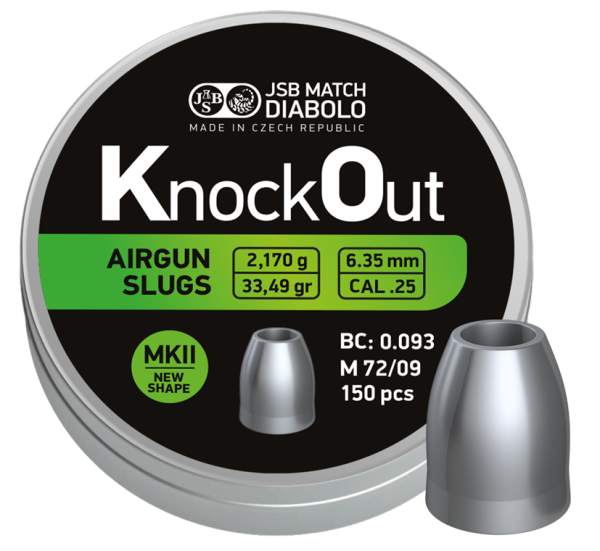JSB knockout mk2 slugs | 6,35mm .250 | 2,170g 33 | 150
