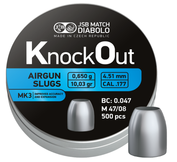 JSB knockout mk3 slugs | 4,51mm .1775 | 0,650g 10 | 500